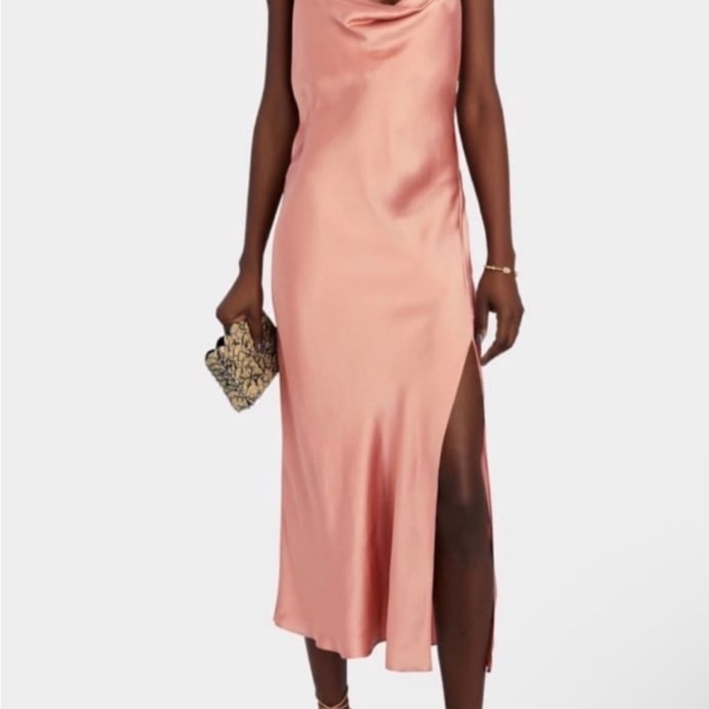 INTERMIX Blush Satin Midi Dress